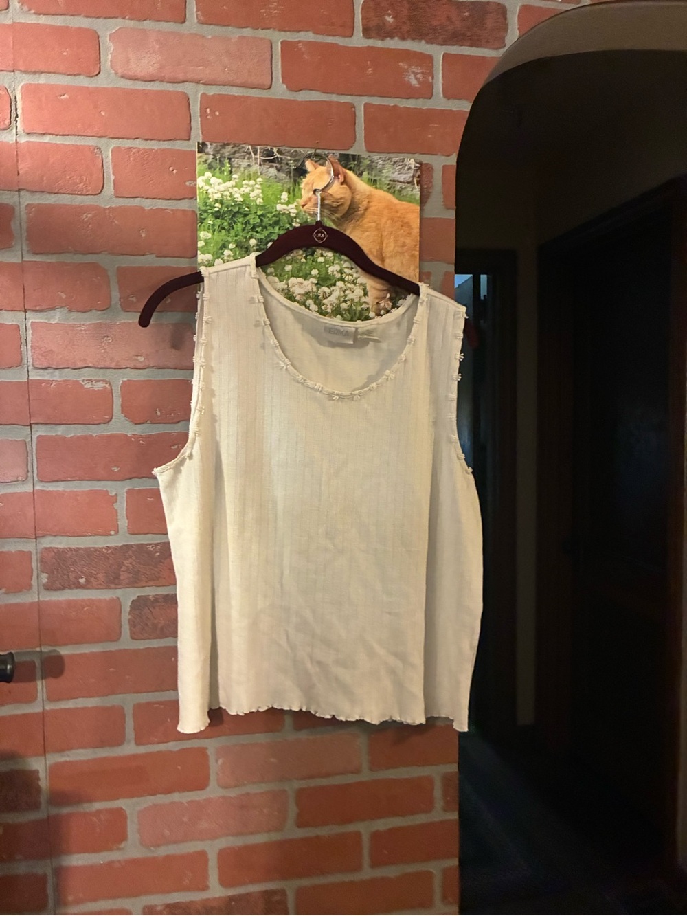 Erika Cream Sleeveless Tank with Beaded Trim